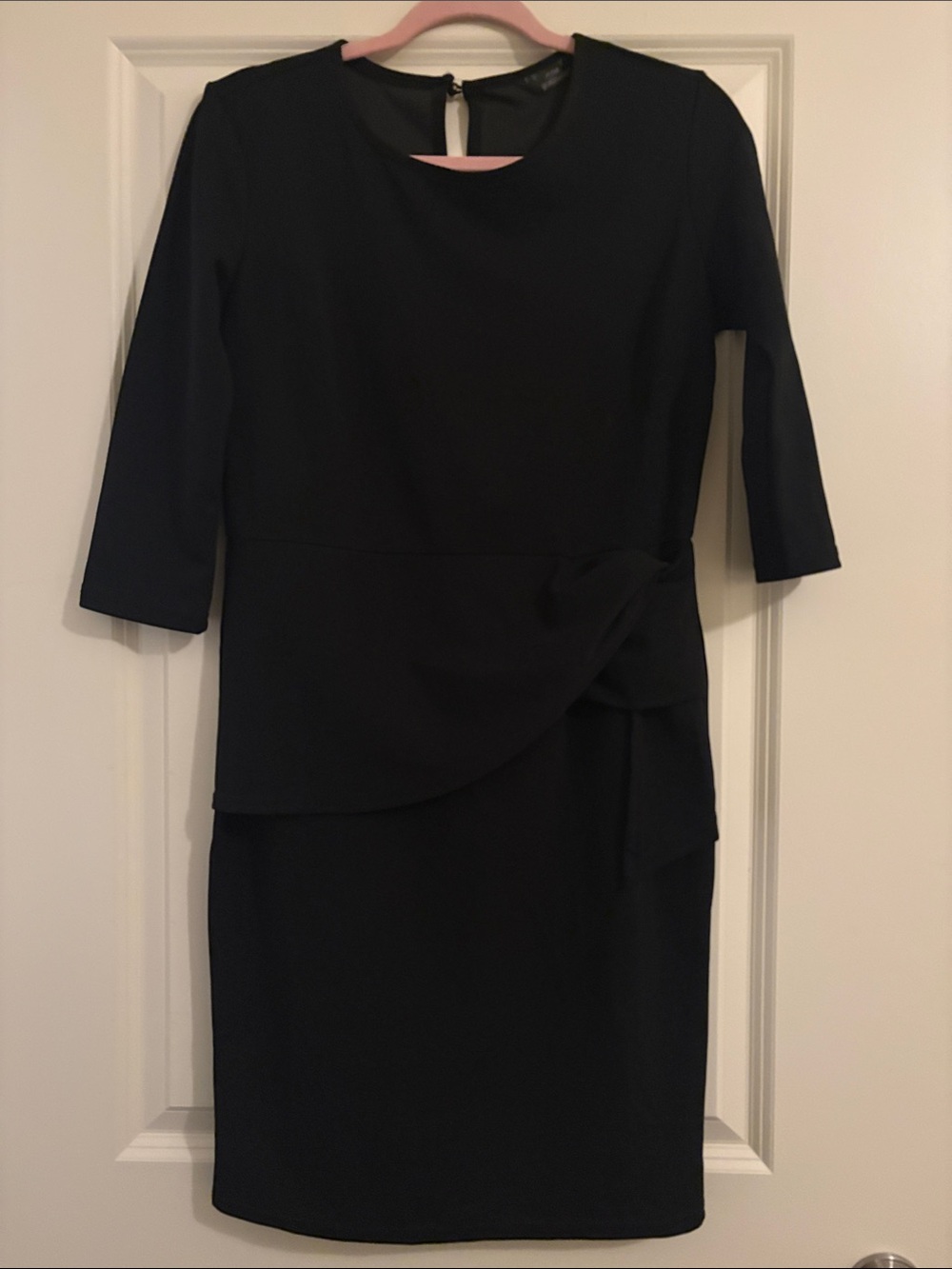 Mlle Gabrielle Little Black Dress with Draped Waist Detail Size Medium Classy